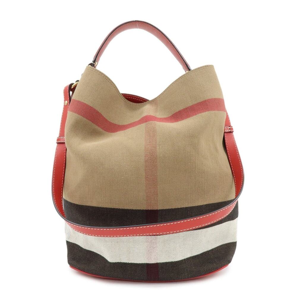 Burberry Nova Check Canvas & Leather Shoulder Bag Beige